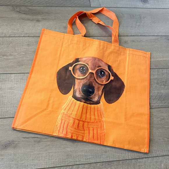 Homegoods TJMaxx Marshalls Viral Orange Dachshund Print Shopper Tote Bag NWOT - Picture 1 of 2